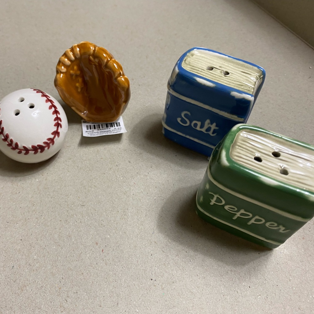 Cracker Barrel Baseball and Kitchen Salt and Pepper Shakers